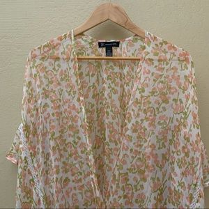 INC International Concepts | One-Size | 100% Polyester Sheer Pink Floral Coverup